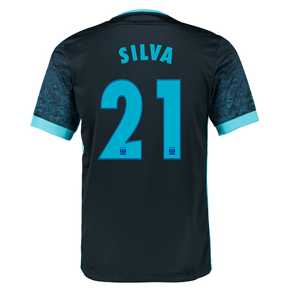 Manchester City 2015-16 UCL SILVA #21 Away Jersey